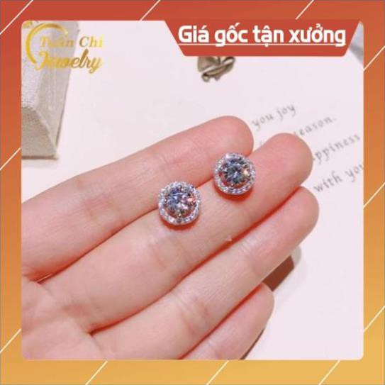 Bông Tai Nữ 🍁 Khuyên Tai Bạc Nữ Cao Cấp, Đính Đá Hột Tròn Nổi Bật, Xinh Xắn  FREE SHIP TOAN QUOC