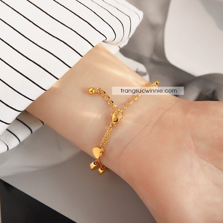 Lắc tay nữ titan tim vàng gold