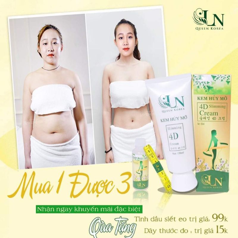 [Chính hãng] Kem hủy mỡ 4D LN (Tặng tinh dầu + thươc dây)