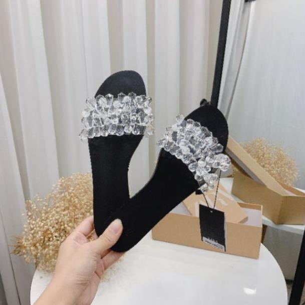 (ẢNH THẬT) Dép Hè Nữ Quai Đá Pha Lê Trong Đế Xịn Zara Fullbox Cao Cấp