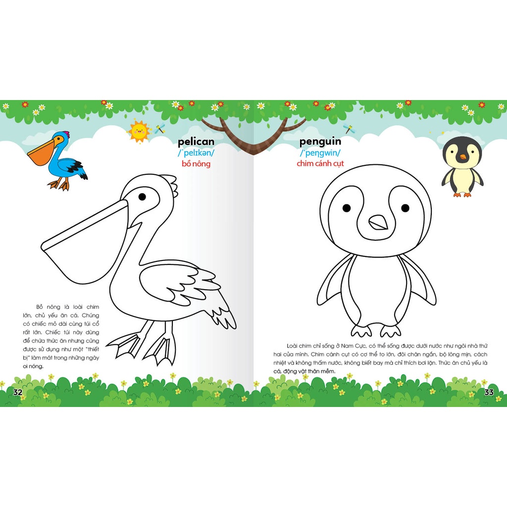 Sách - Colouring 365 ngày Tô màu - KHÁM PHÁ THẾ GIỚI PHÁT TRIỂN TRÍ TUỆ - Động vật nuôi, Chim, Cá (Tập 1)