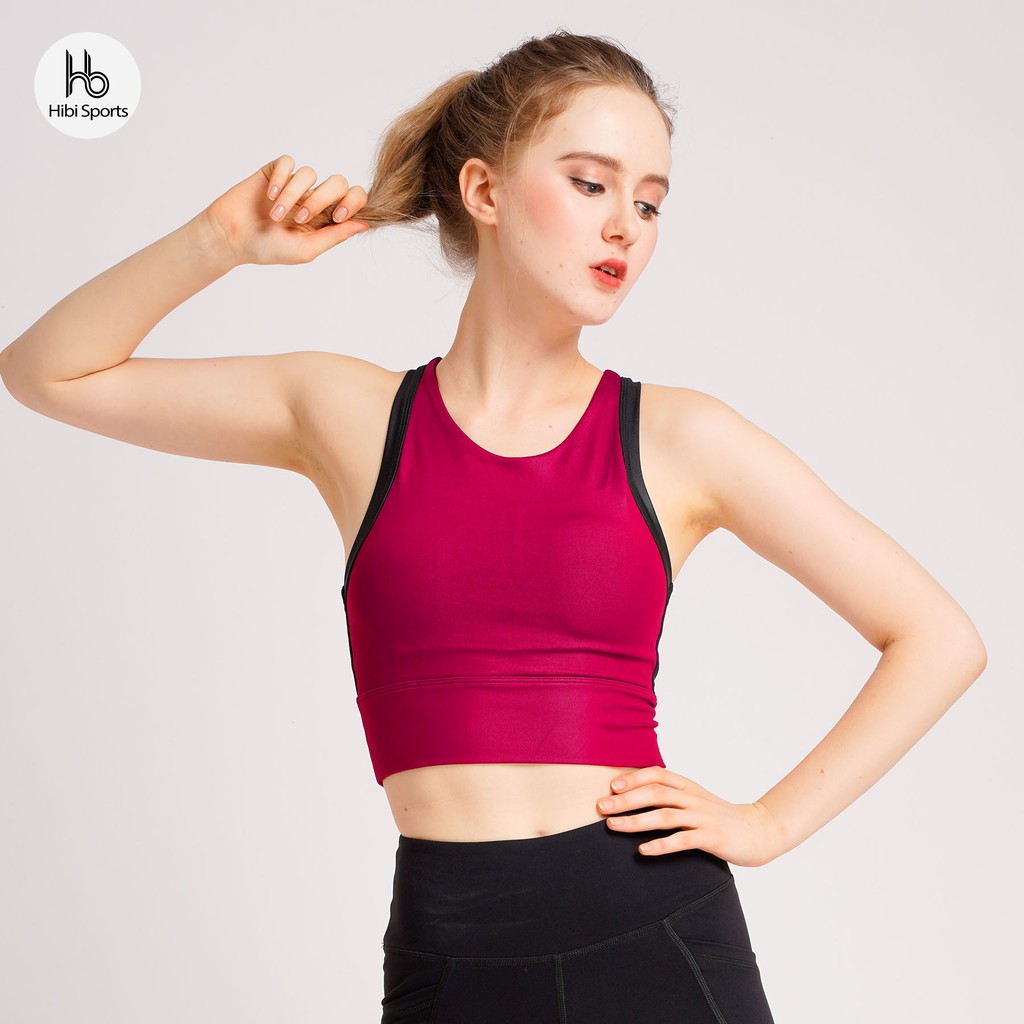 Áo tập Yoga - Gym croptop viền Hibi Sports CR805 - Kèm mút nâng ngực