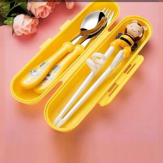 Bộ đũa tập ăn, thìa và rĩa ong Bee dễ thương