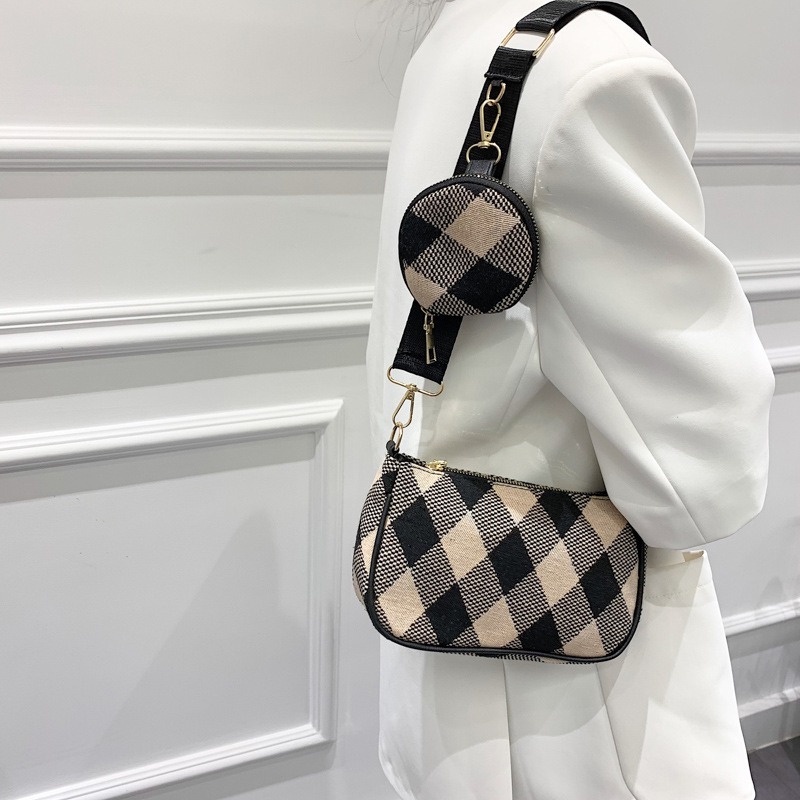 Túi Đeo Chéo Họa Tiết Bàn Cờ Theo Phong Cách retro NB00250