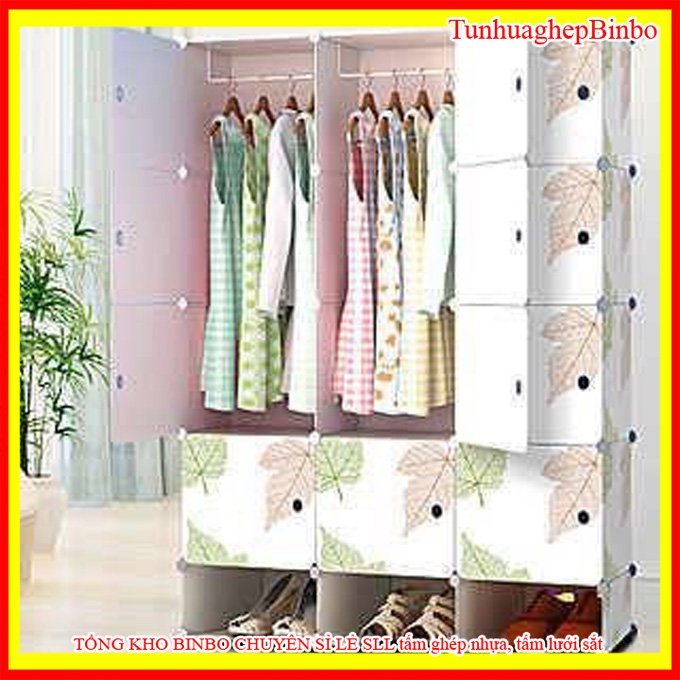 Tủ nhựa lắp ghép 12 ô lá phòng kèm 3 ô giày