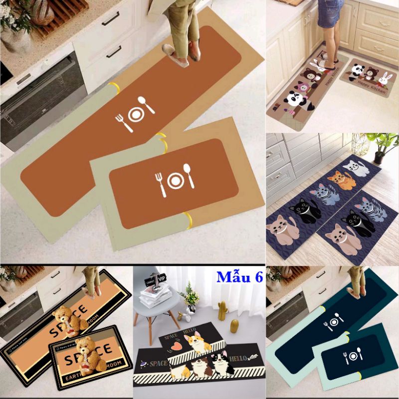 Bộ 2 Thảm Lót Bếp Chùi Chân 3D Cao Cấp Chống Trơn Trượt - Sản Phẩm Chính Hãng Chất Đẹp