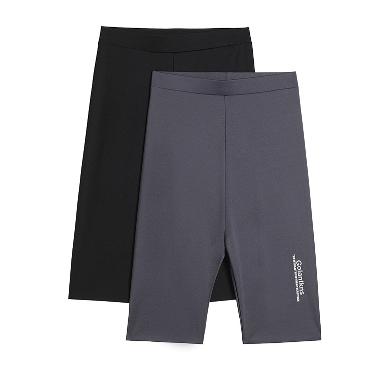 Quần Legging Lụa Mát Màu Trơn Lưng Cao Co Giãn Tốt Không Đường May Họa Tiết Cá Mập Cho Nữ
