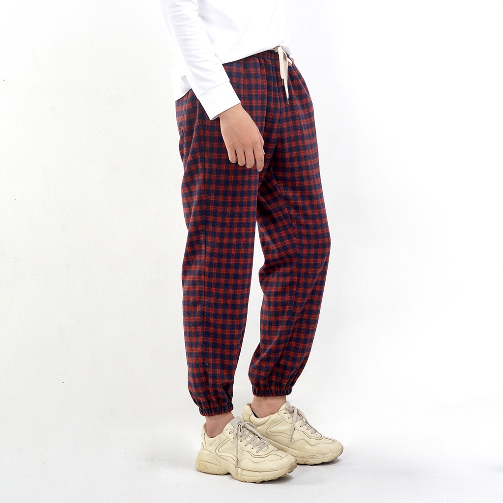 Quần dài nam SAYME quần mặc nhà ống rộng cạp chun kẻ caro MBTR0008