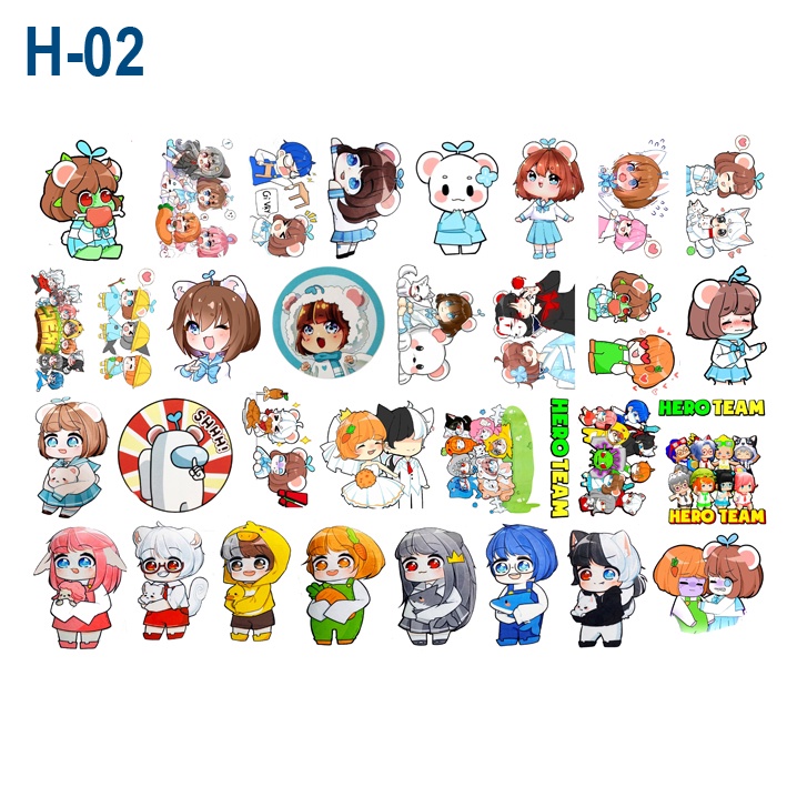 Bộ hình dán nhân vật simmy Hero Team 30-32stickers (các mẫu)