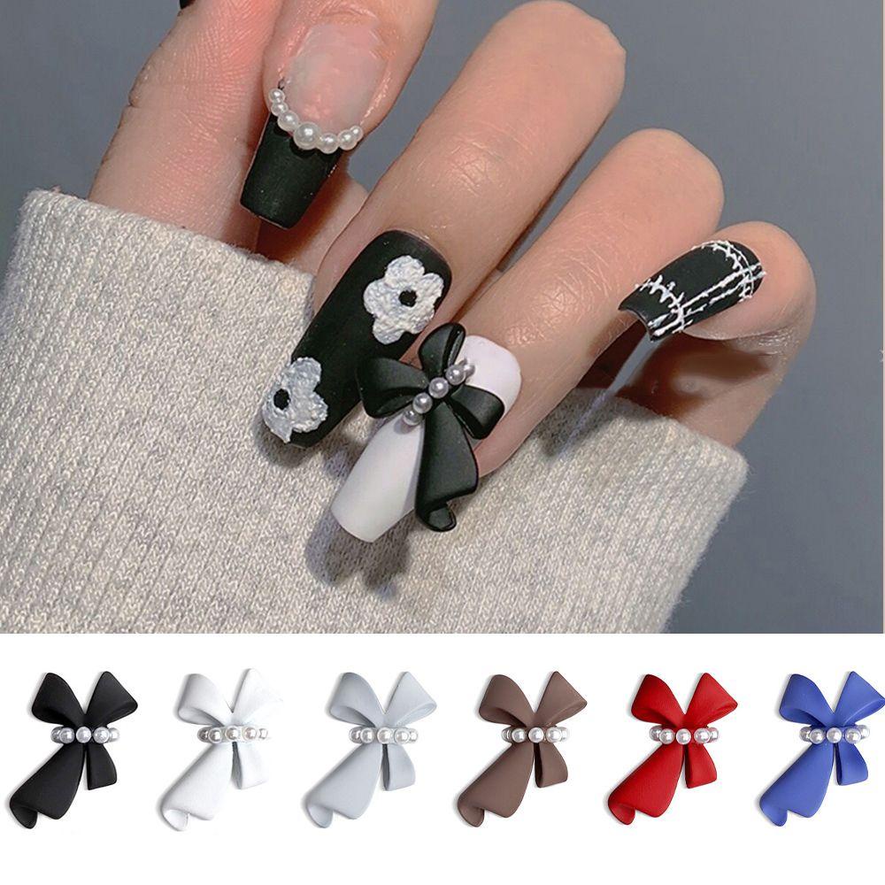 QQMALL Phụ Kiện Nơ Ruy Băng 3D Trang Trí Móng Tay Nghệ Thuật