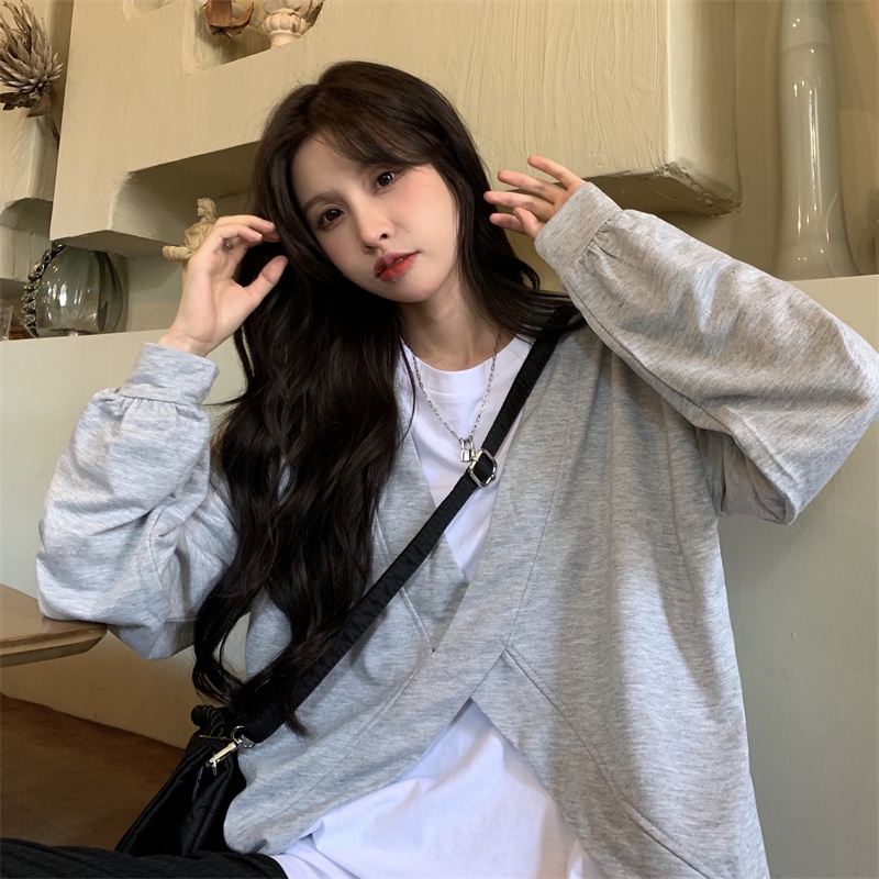 SUXI Áo Nỉ Nữ Dài Tay Cổ Tròn Thời Trang Hàn