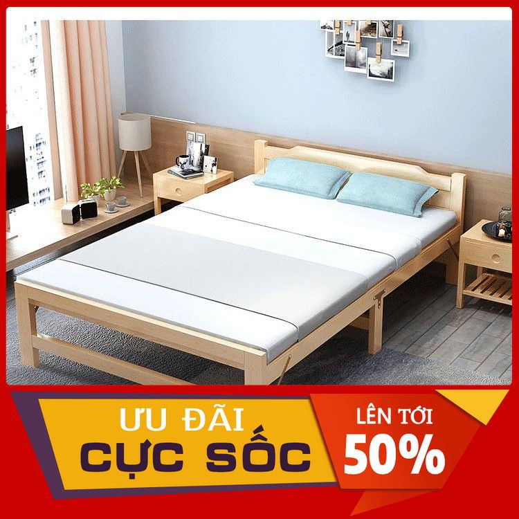 Giường xếp gỗ thông 100x195 tặng đệm | BigBuy360 - bigbuy360.vn