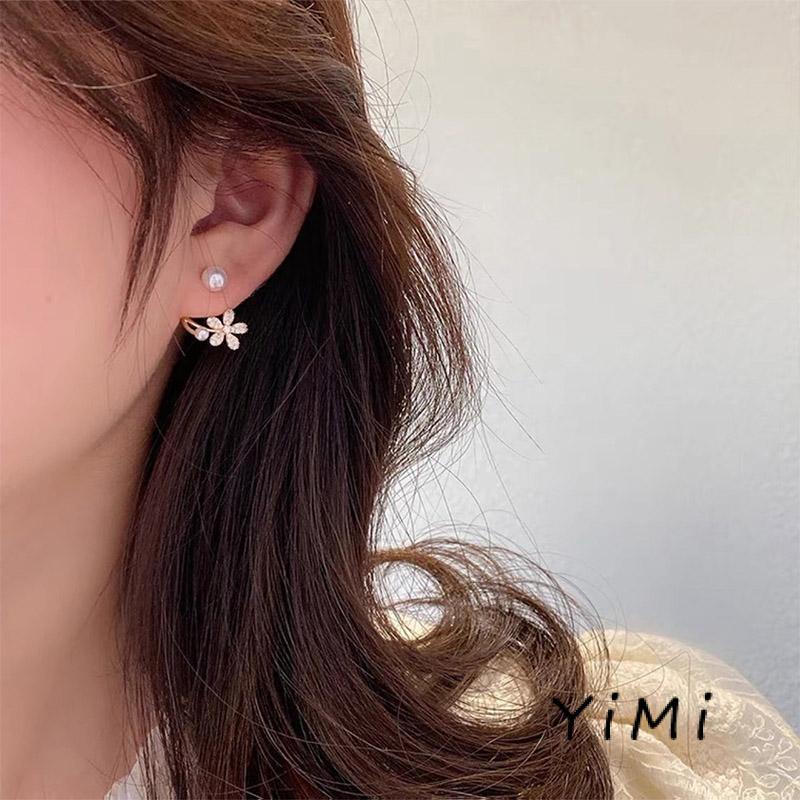 Khuyên Tai Hình Hoa Đính Ngọc Trai Phong Cách Hàn Quốc Sang Trọng