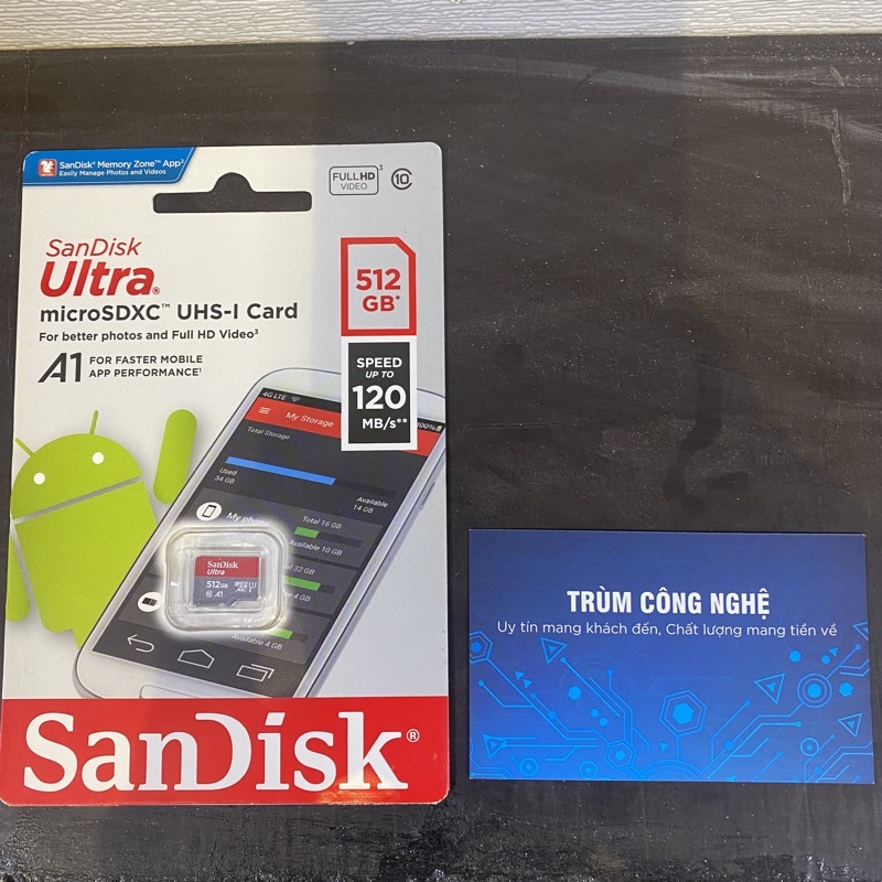 Thẻ nhớ 512GB MicroSDXC Sandisk Ultra A1 Class10 667x 100MB/s Tốc độ cao