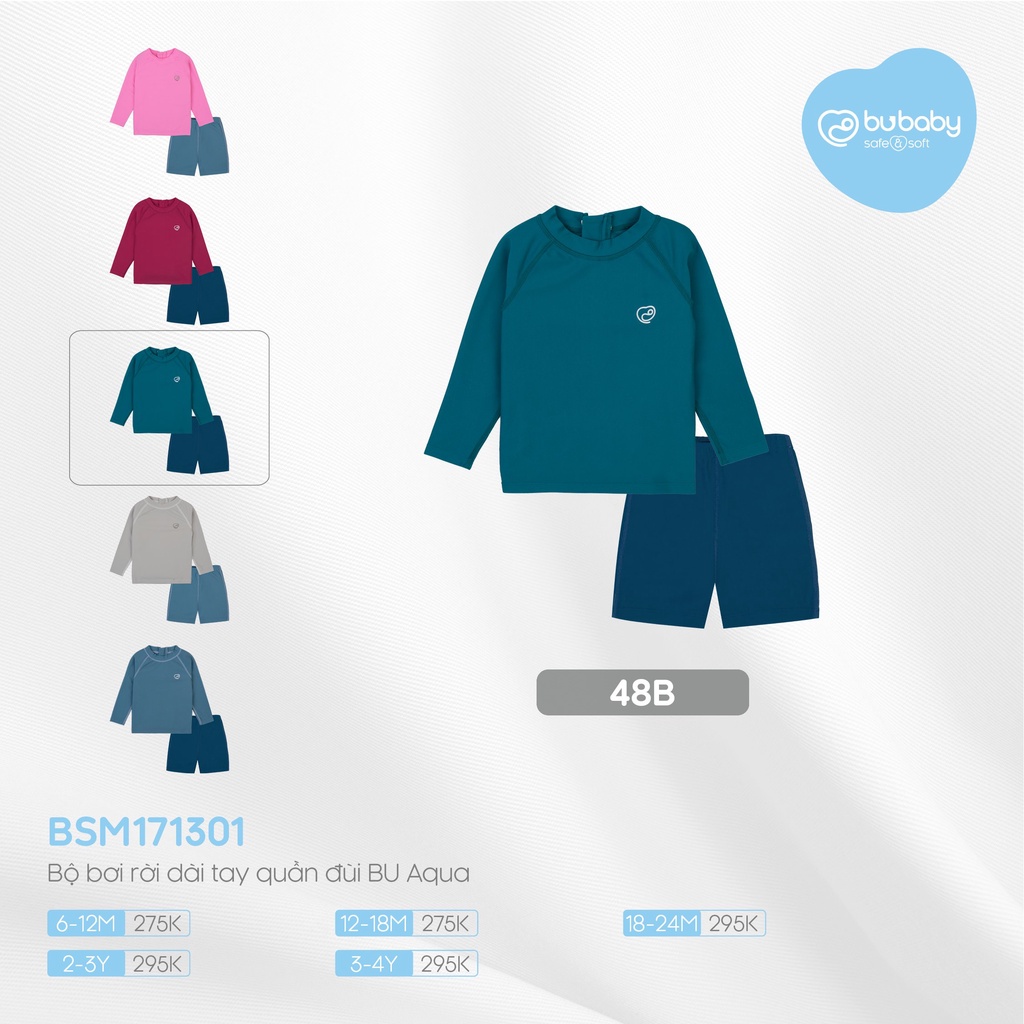[CHÍNH HÃNG] Bộ bơi rời dài tay quần đùi trẻ em Aqua BSM171301 Bu