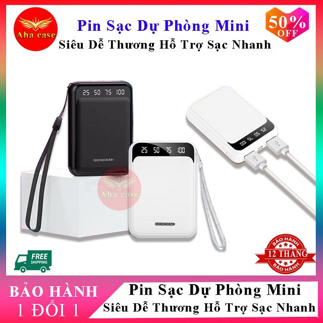 [Free Ship+Xả Kho] Pin Sạc Dự Phòng Mini Siêu Dễ Thương Hỗ Trợ Sạc Nhanh An Toàn - CHÍNH HÃNG Dung Lượng Pin 10.000 mAh