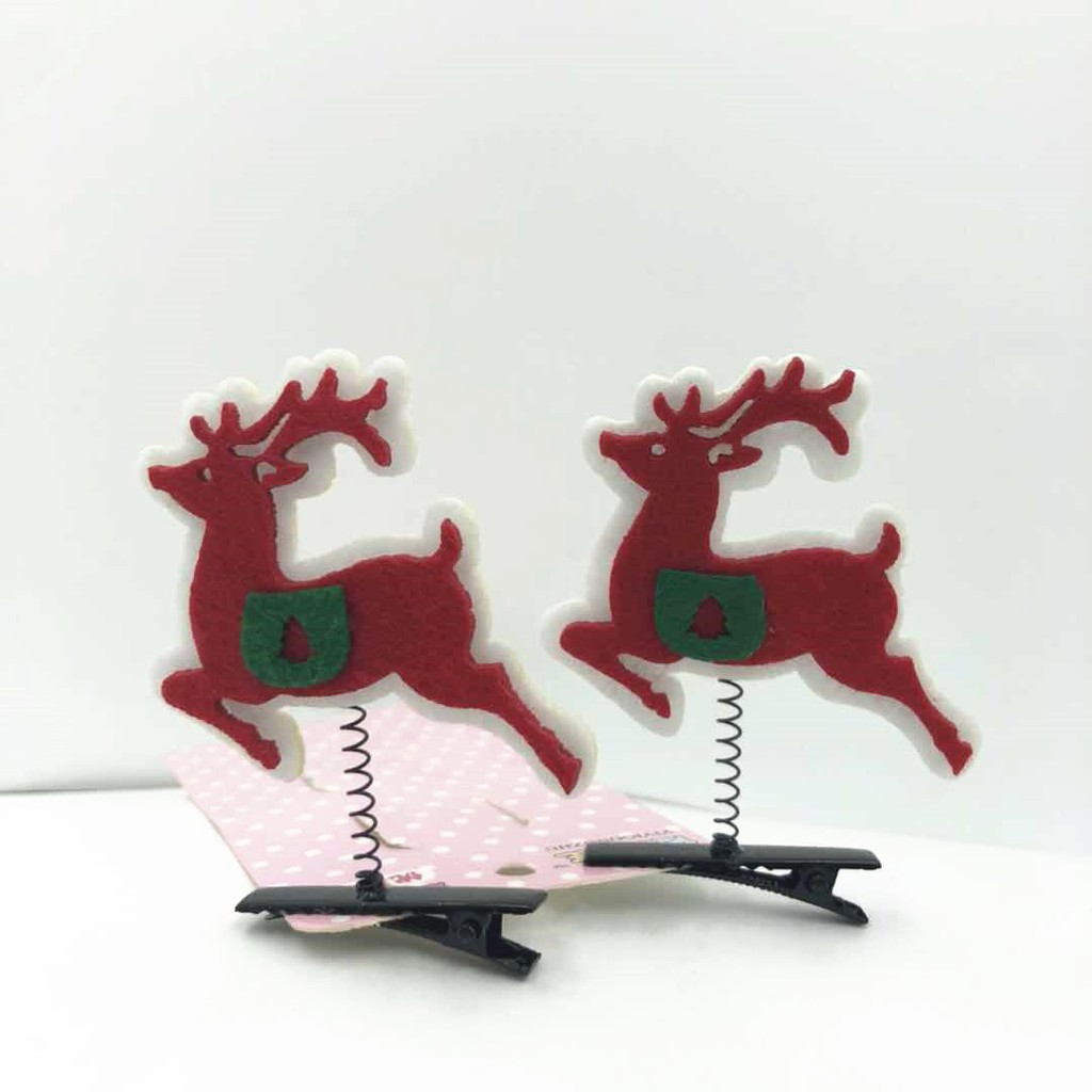 2 Kẹp tóc giáng sinh người tuyết ông già noel sừng tuần lộc hoa tuyết cây thông