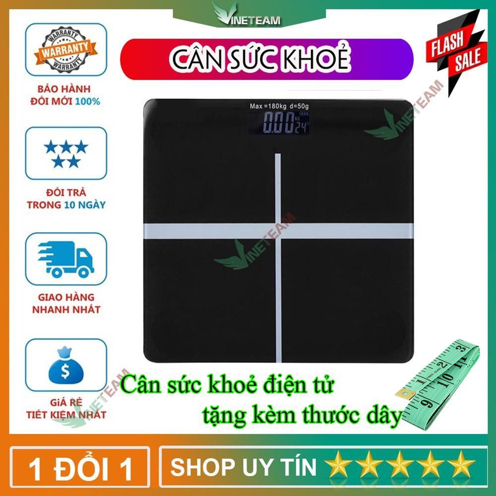 [TẶNG THƯỚC DÂY ] CÂN ĐIỆN TỬ SỨC KHỎE - KÍNH CƯỜNG LỰC VUÔNG - ĐO CHÍNH XÁC -DC4225