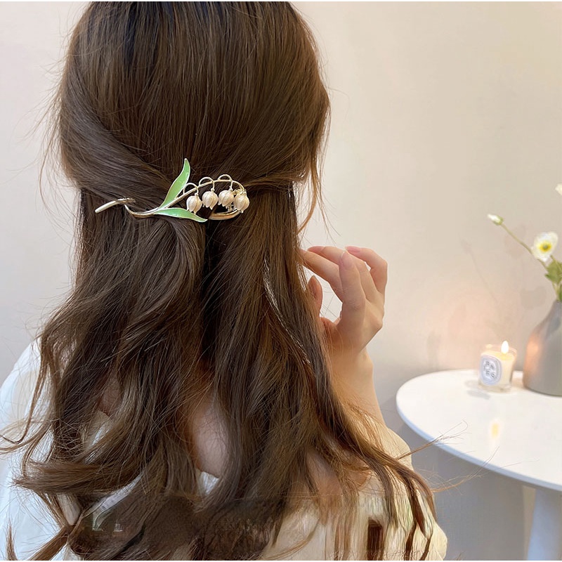 Kẹp Tóc Hình Hoa Lan Đính Chuông Thời Trang Cho Nữ