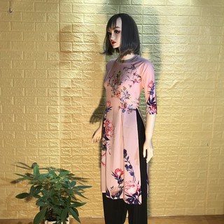 Áo Dài Cách Tân In Hoa Mẫu Đơn