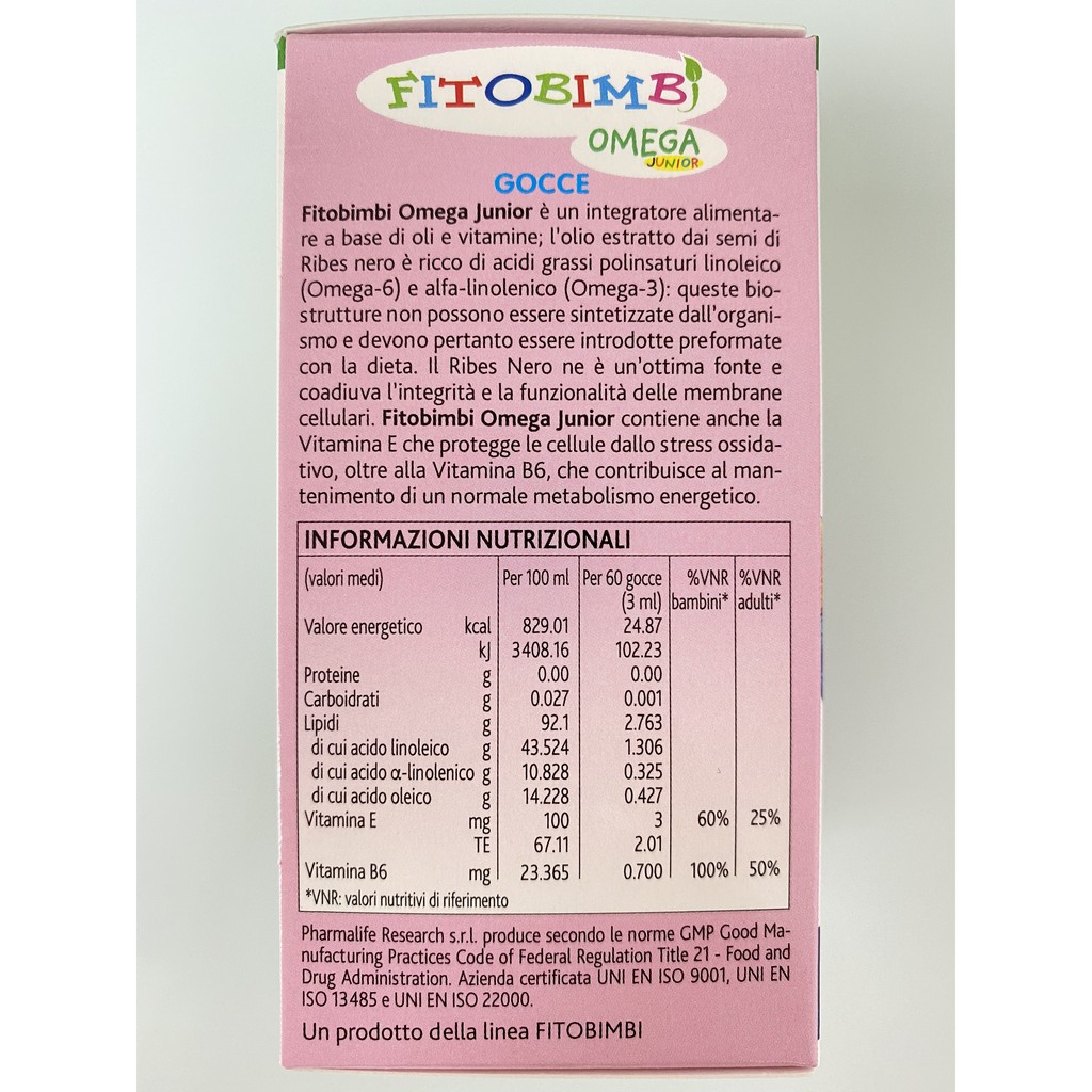 Fitobimbi Omega Junior.Phát Triển Trí Não Cho Bé,Tốt Cho Mắt. Chính Hãng Lọ 30ml