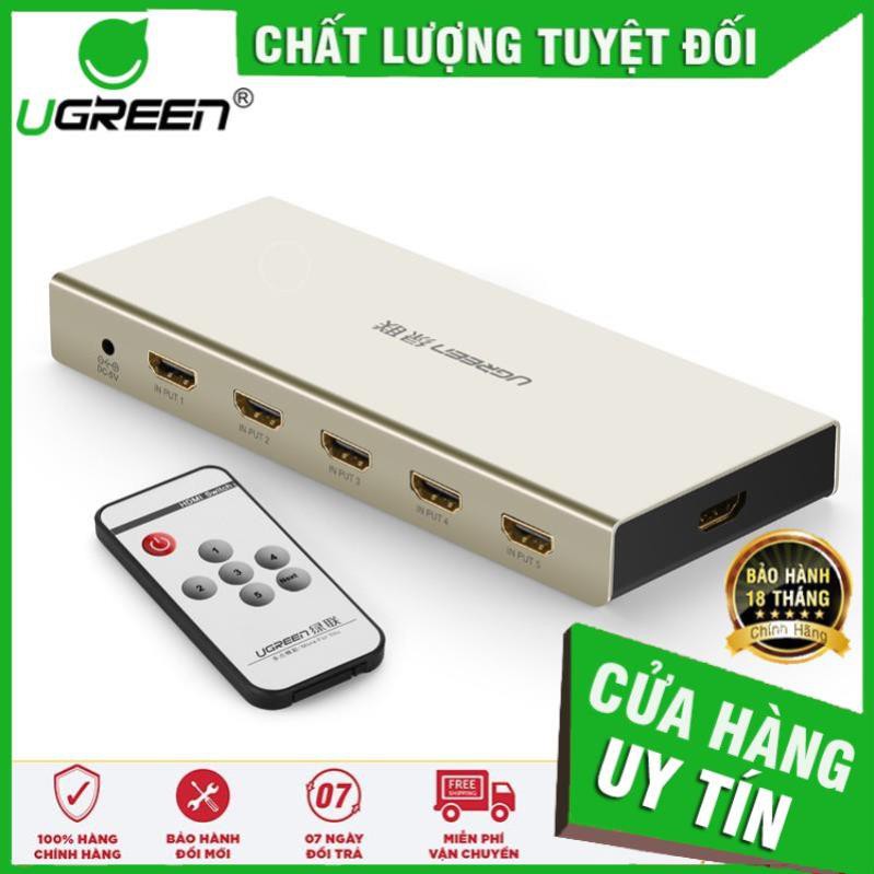 Bộ switch chuyển mạch (5x1) HDMI 4k2k 30Hz, hỗ trợ 1.4V, 3D,vỏ hợp kim UGREEN 40279 ✔Hàng Chính Hãng✔