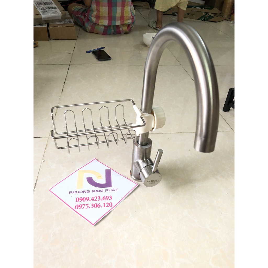 Giá khay để miếng rửa chén bát INOX gắn trên vòi chén TIỆN LỢI CHĂC CHẮN dễ lắp đặt | BigBuy360 - bigbuy360.vn