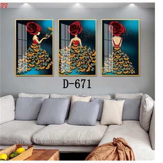 Tranh tráng gương bộ 3 cô gái kt 20x30x3