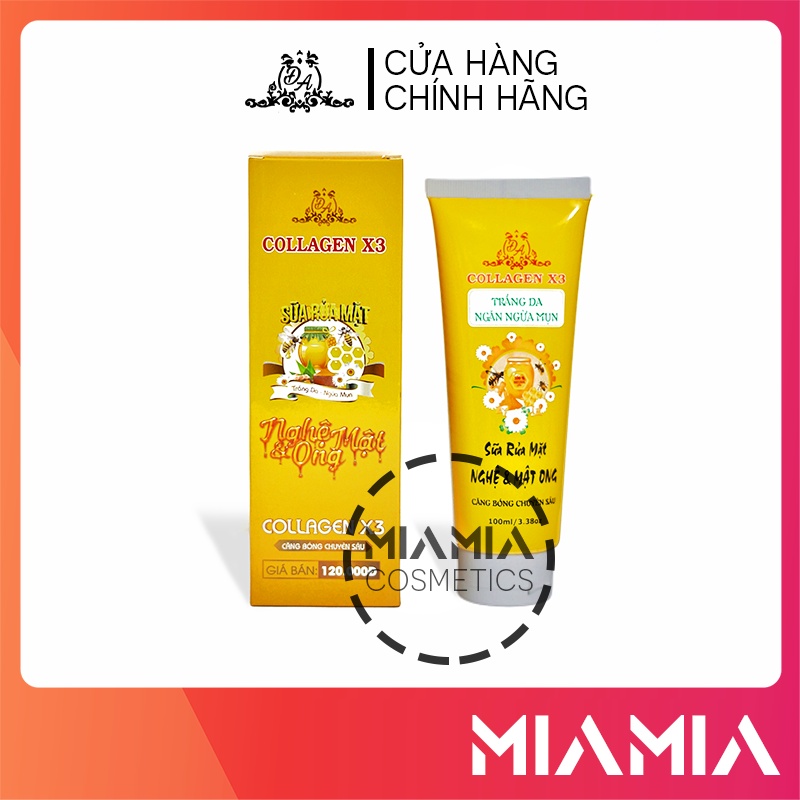 Sữa Rửa Mặt Nghệ Mật Ong Collagen X3 làm sạch da, ngừa mụn, se khít lỗ chân lông Mỹ Phẩm Đông Anh