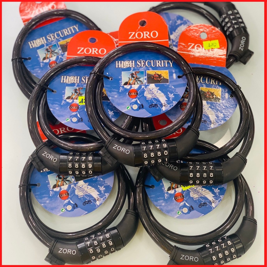 Khóa dây mật mã,chính hãng Zoro ⚡FREE SHIP⚡thay đổi mật khẩu theo ý,dài 85cm,thích hợp khóa xe đạp,khóa xe máy,khóa cổng