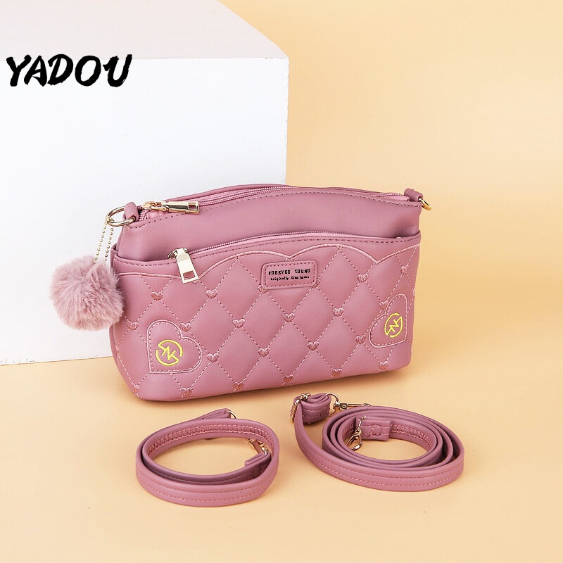 Túi đeo vai nhiều ngăn YADOU thêu họa tiết dễ thương thời trang cho nữ