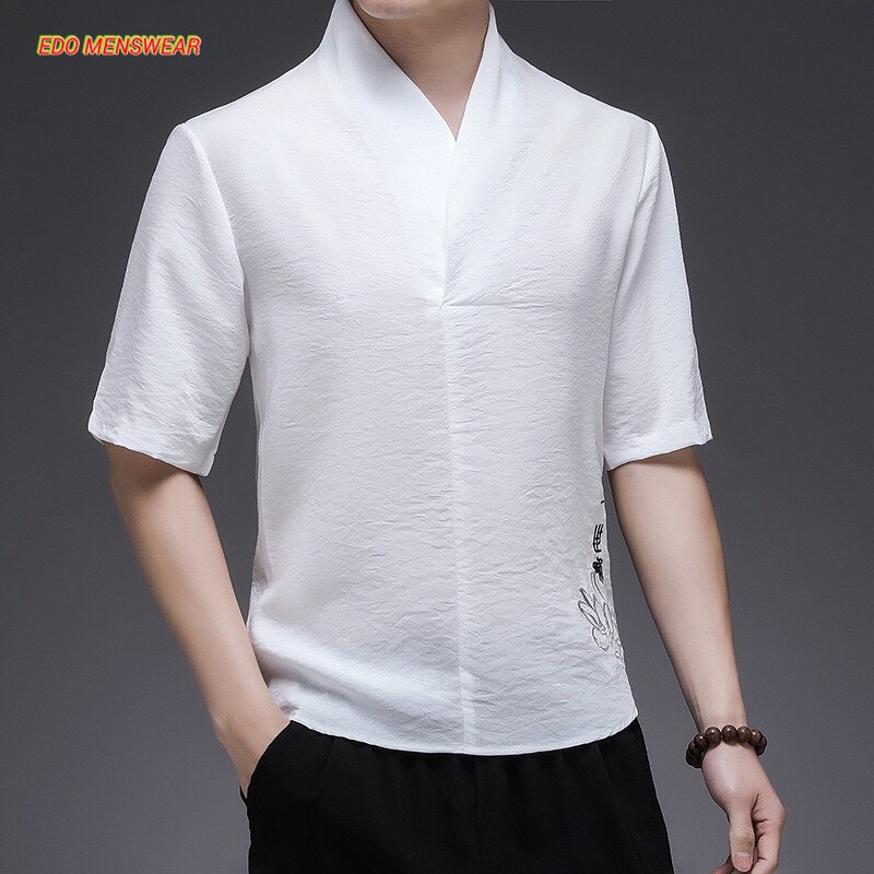Áo cộc đũi Sen Edo Menswear, áo đũi cộc tay Hàn Quốc thoáng mát thấm hút mồ hôi tốt Top xu hướng 2023