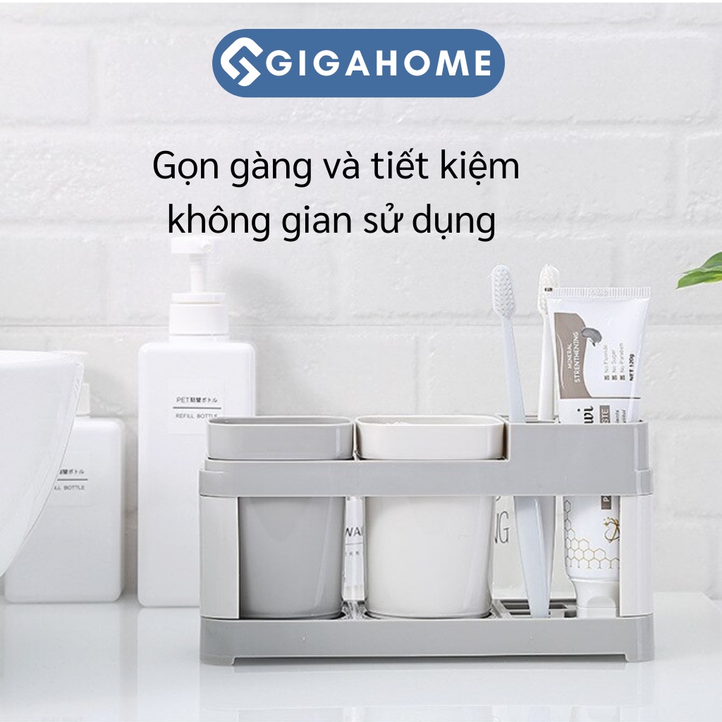 Khay Đựng Bàn Chải Đánh Răng Tặng Kèm 2 Cốc Súc Miệng GIGAHOME Tiện Lợi 9371