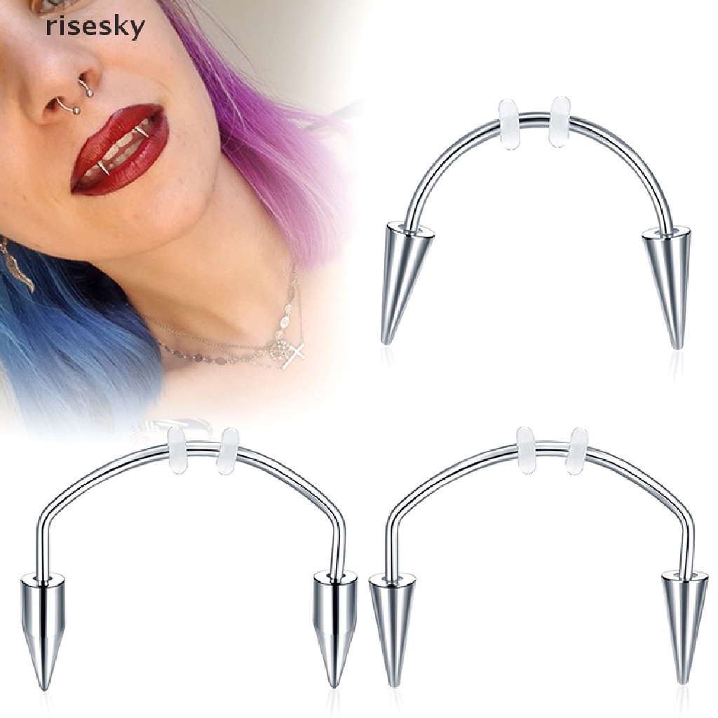 1 Khuyên Môi Hình Răng Cây Chữ C Bằng Thép Titan Phong Cách Punk ♨Trên đó