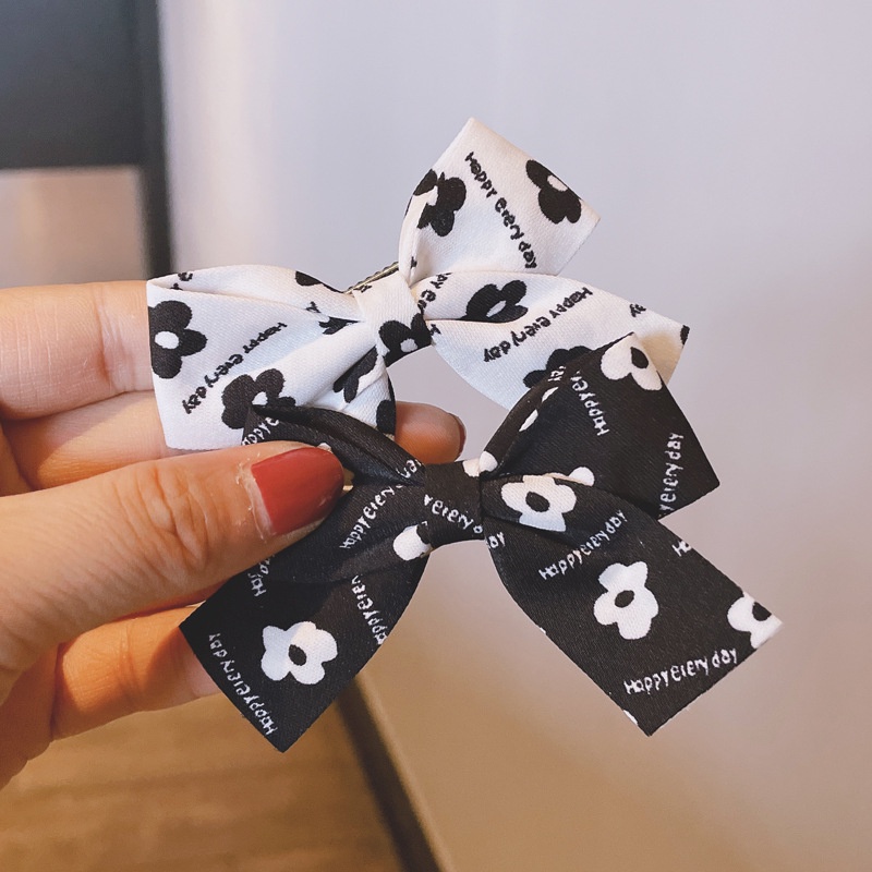 Kẹp Tóc Nơ In Họa Tiết Hoa Phong Cách Hàn Quốc Thời Trang Xinh Xắn Cho Bé Gái