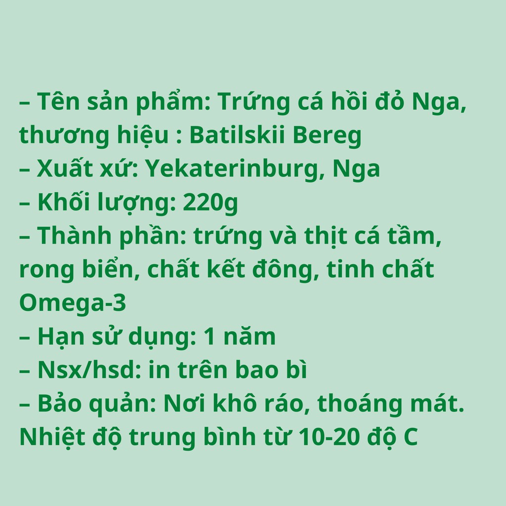 (NOWSHIP) Trứng cá đỏ 220g Trứng cá hồi Nga date 4/2022