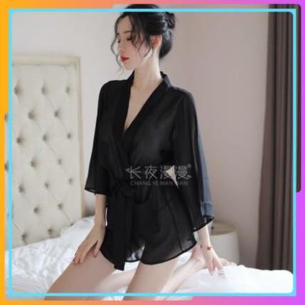 Áo Choàng Đi Biển Kiểu Dáng Kimono Kèm Đai Thắt Eo Chất Voan Cát Xuyên Thấu, Áo Choàng Ngủ Sexy Cosplay - ACVT005 | BigBuy360 - bigbuy360.vn