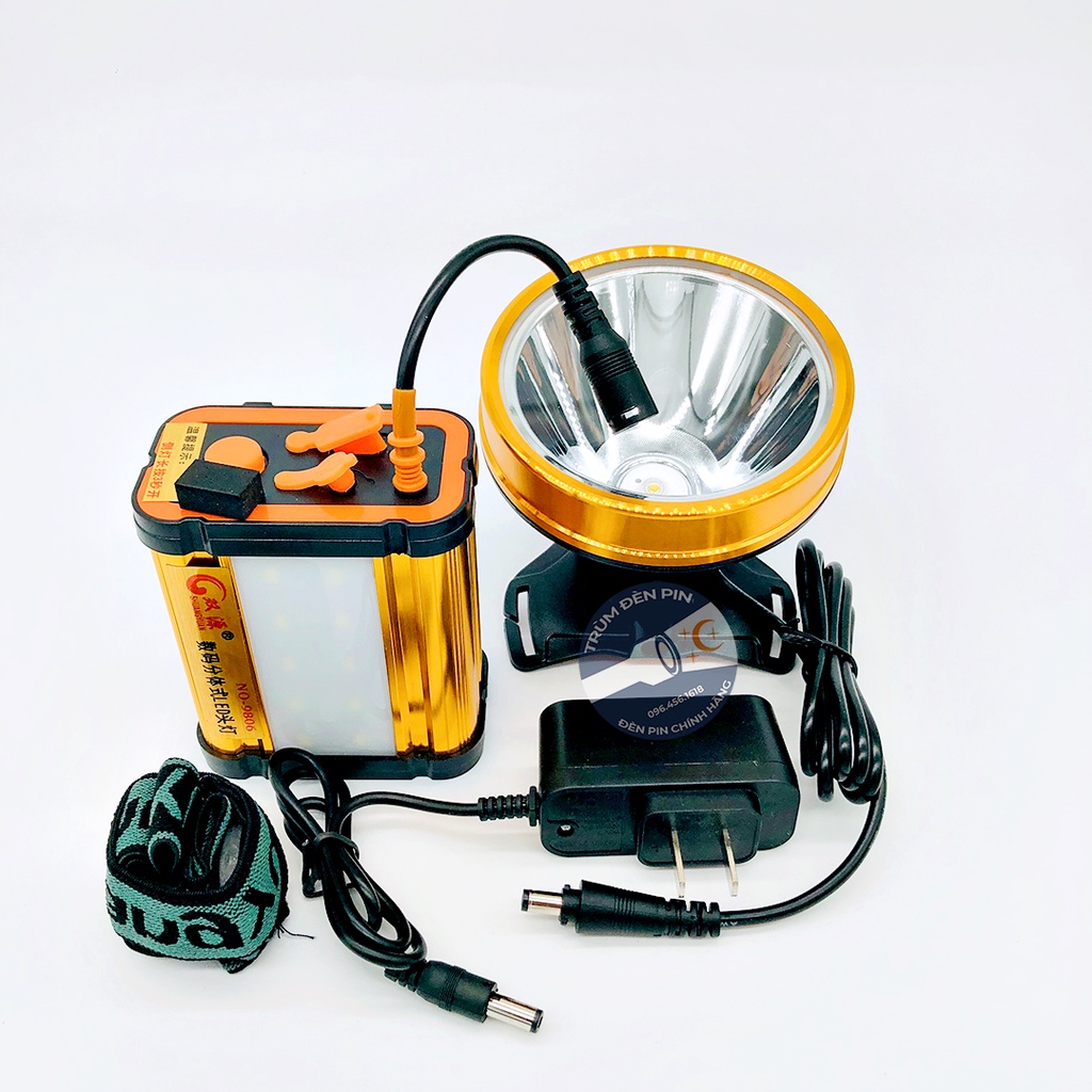 Đèn pin đội đầu SHANGYUAN 9806 LED 200W đèn đeo đầu siêu sáng bình rời có cổng usb  sạc điện thoại có đèn phụ bên hông