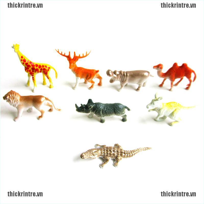 <Hot~new>8PCS Plastic Zoo Animal Figure Tiger Leopard Hippo Giraffe Kids Animal Toys Gift