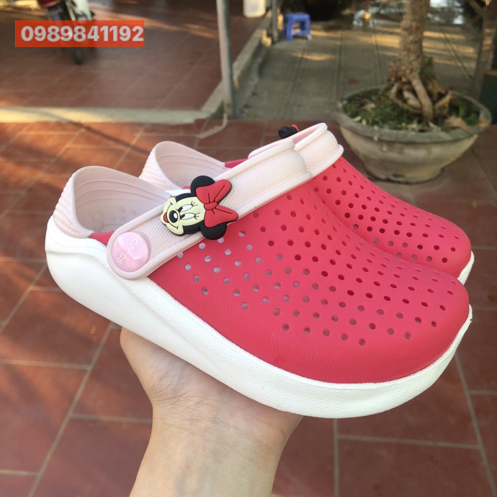 dép cross SỤC LIT kids hồng DÂU  cuteFREESHIPdép khủng long cross nhí SHIN00821