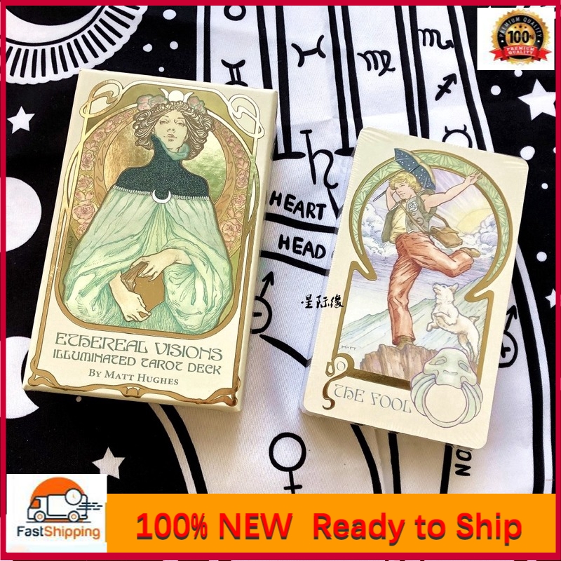 ❤Ready Stock！Fast!!❤Bộ bài Tarot 80 Ethereal Visions Illuminated Tarot English Tarot Cards