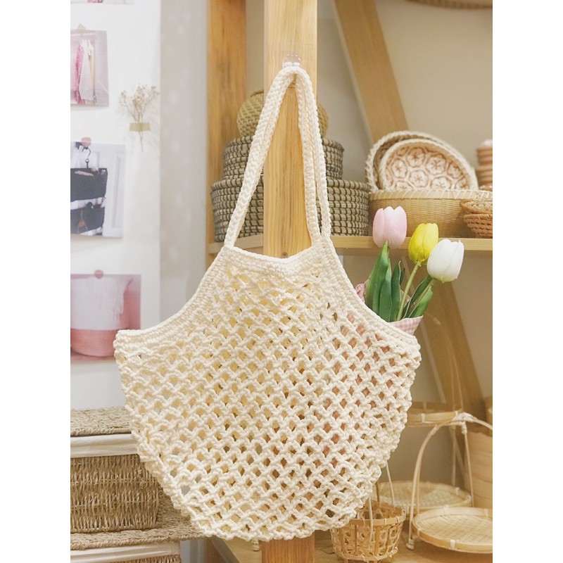 HÀNG CAO CẤP -  Túi tote lưới, túi thủ công vintage, túi lưới, túi shopping lưới, túi đi chợ dạng lưới, túi vintage  - H