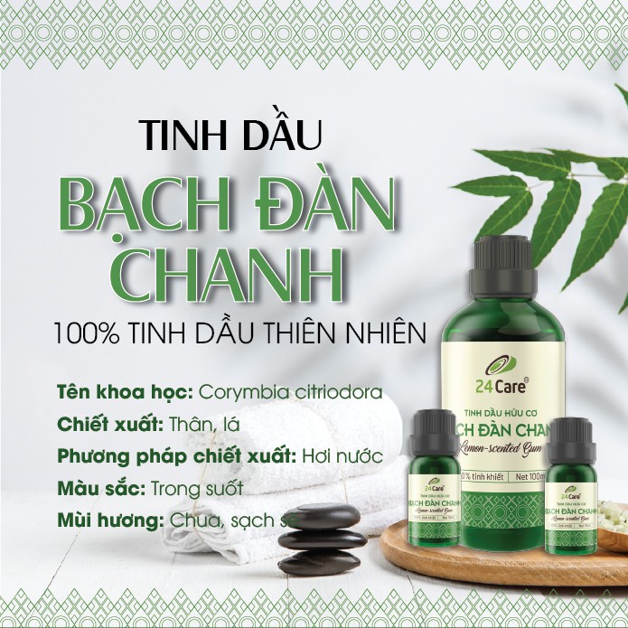 [MUA 1 TẶNG 1] Tinh dầu Bạch Đàn Chanh 24Care - đuổi côn trùng, giảm sốt và khử trùng 10ml