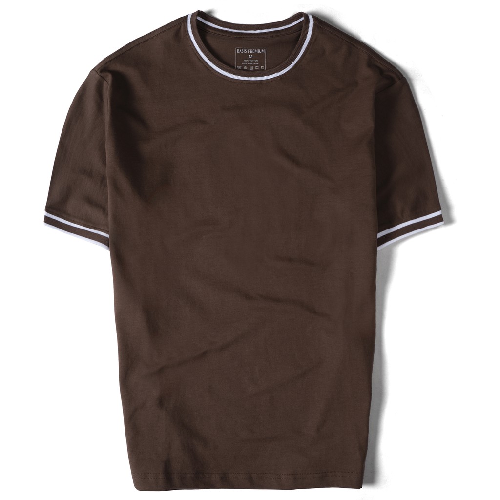 Áo thun cổ tròn tay ngắn PREMIUM phối viền cao cấp, chất liệu 100% cotton, Basis AT05 | BigBuy360 - bigbuy360.vn