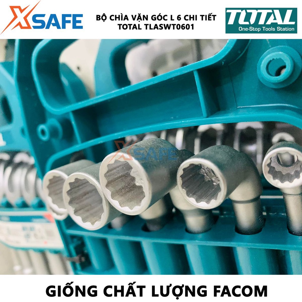 Bộ chìa vặn góc L 6 chi tiết TOTAL TLASWT0601 | bộ 6 cần điếu kích thước 7mm 8mm 10mm 12mm 13mm 14mm chất liệu CR-V