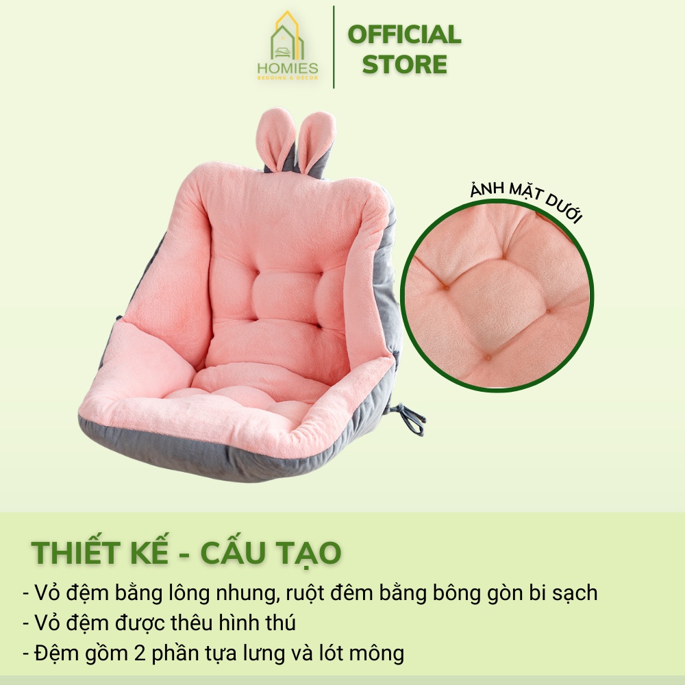 Đệm Bệt Tựa Lưng HOMIES Bedding &amp; Décor Lót Ghế Chất Liệu Bông Trắng Êm Ái - Kích Thước 50cm x 50cm