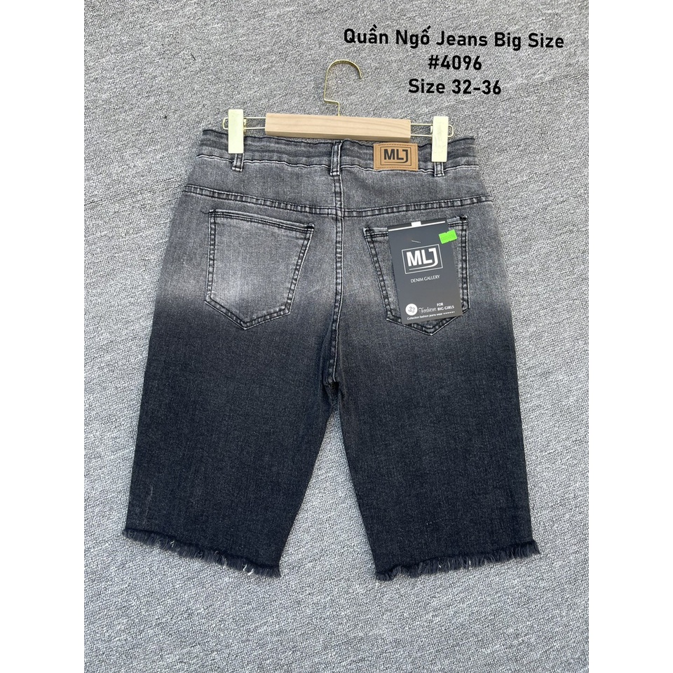 Quần jeans ngố lửng Xám Loang lưng cao, co dãn mạnh rẻ đẹp dành cho người béo BIG SIZE 60-90kg Moliruan 4096