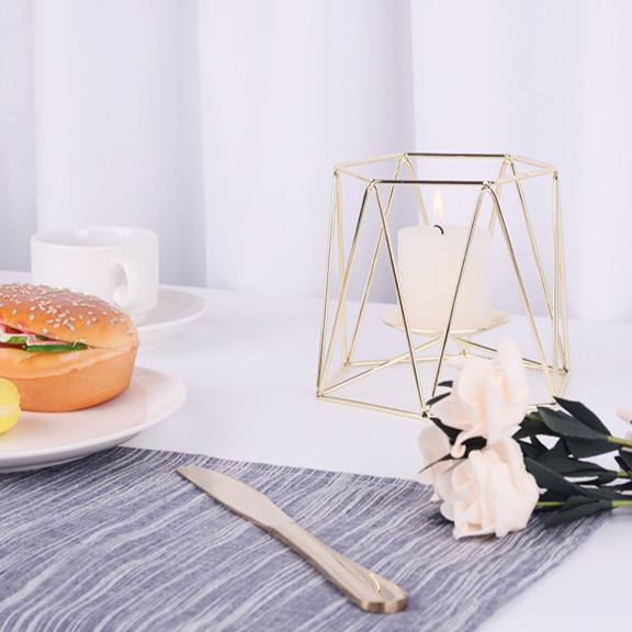 SUPO DEPOT - Giá Đỡ Nến Bằng Sắt Thiết Kế Hình Học Màu Vàng Hồng Trang Trí Nhà Cửa
