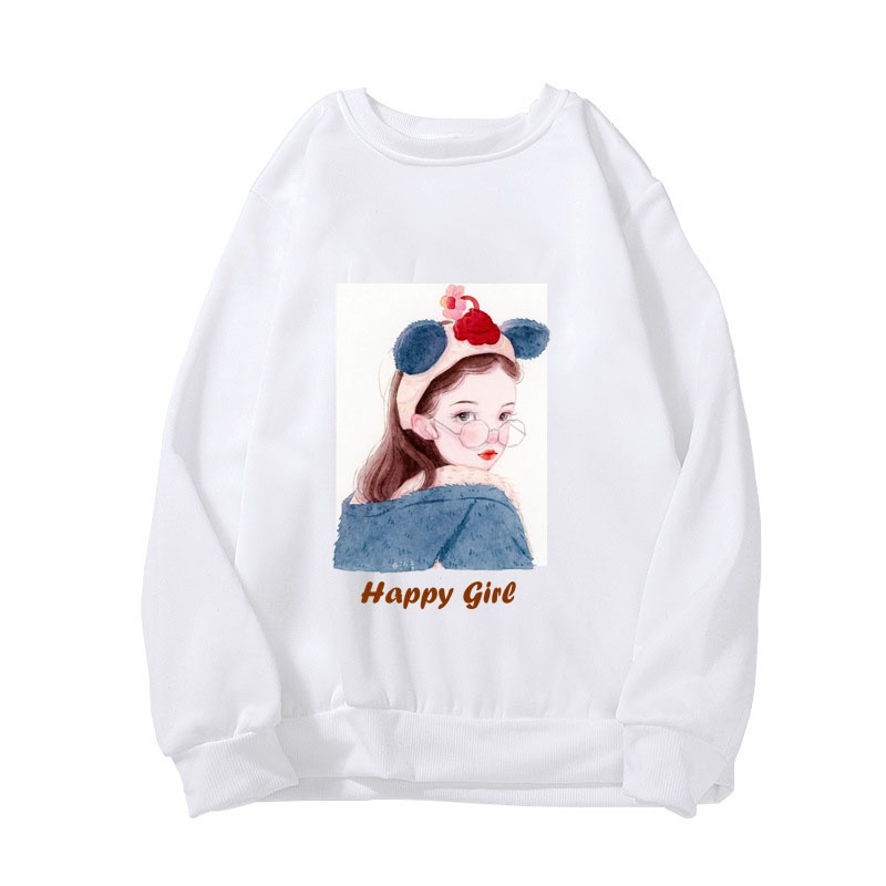 Áo Nỉ Cổ Tròn Tay Bo Chất Đẹp Mềm Mịn Mùa Thu Đông Mặc Đi Học Đi Chơi Trẻ Trung Năng Động In Em Bé Ôm Gấu | BigBuy360 - bigbuy360.vn