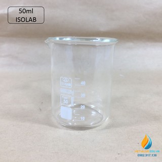Cốc thủy tinh chịu nhiệt, thấp thành, dung tích 50ml, hãng IsoLab